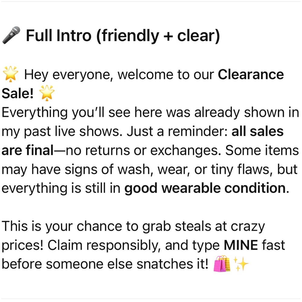 Clearance Sale Announcement